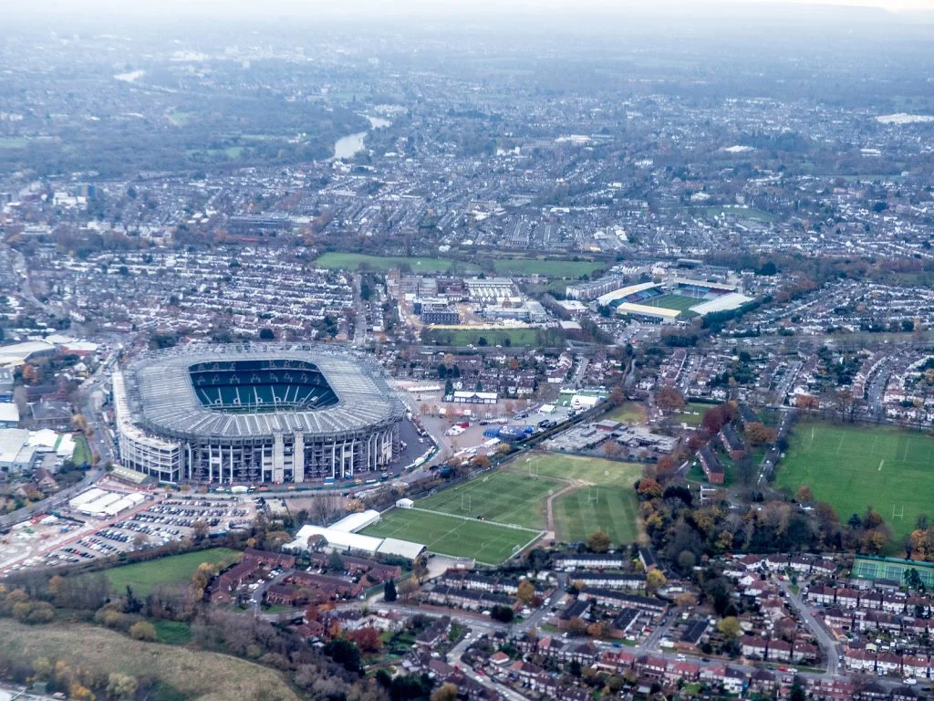 Flying over London stadium